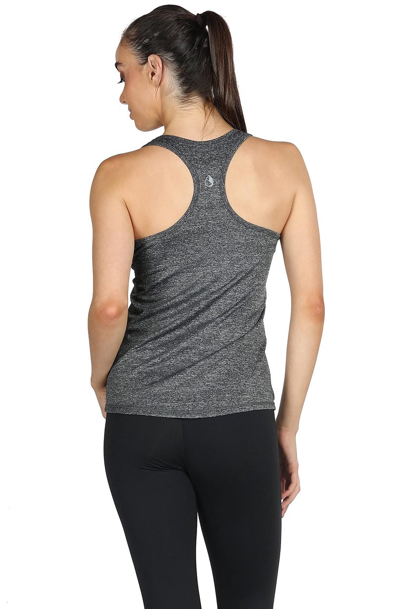 icyzone Workout Tank Tops for Women - Racerback Athletic Yoga Tops, Running Exercise Gym Shirts(Pack of 3)(S, Charcoal/Burgundy/Turf Green) - Image 4